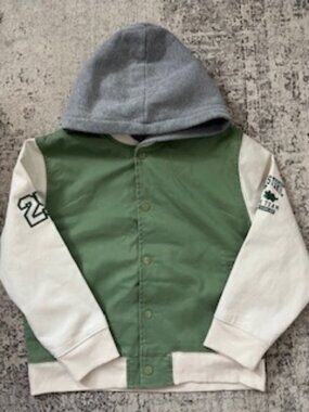 🧡3/15 NWOT Wonder Nation Bomber Jacket Green Body White Sleeve Boys 10